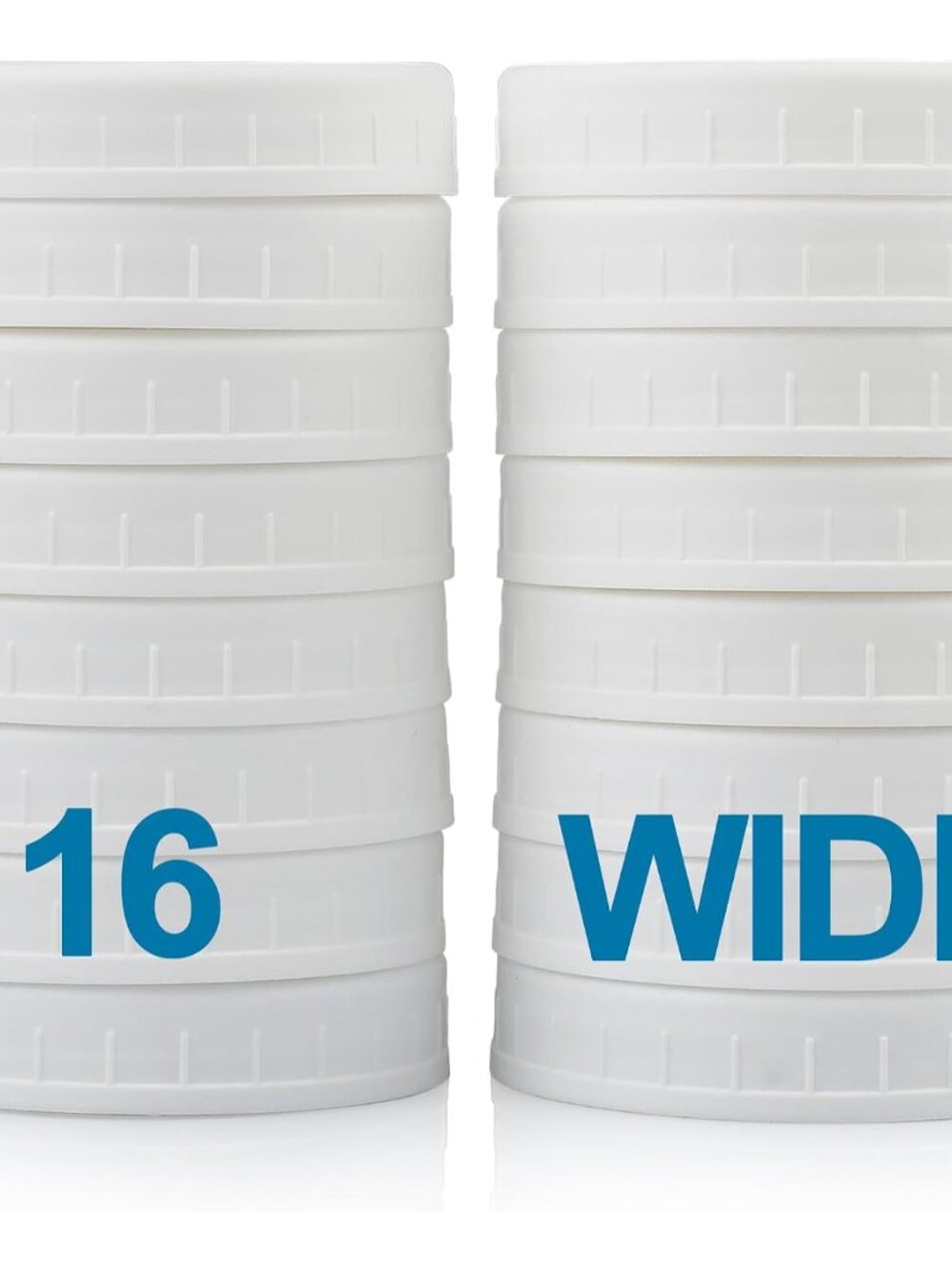 Wide Mouth Mason Jar Lids [16 Pack] for Ball, Kerr and More - White Plastic Stor